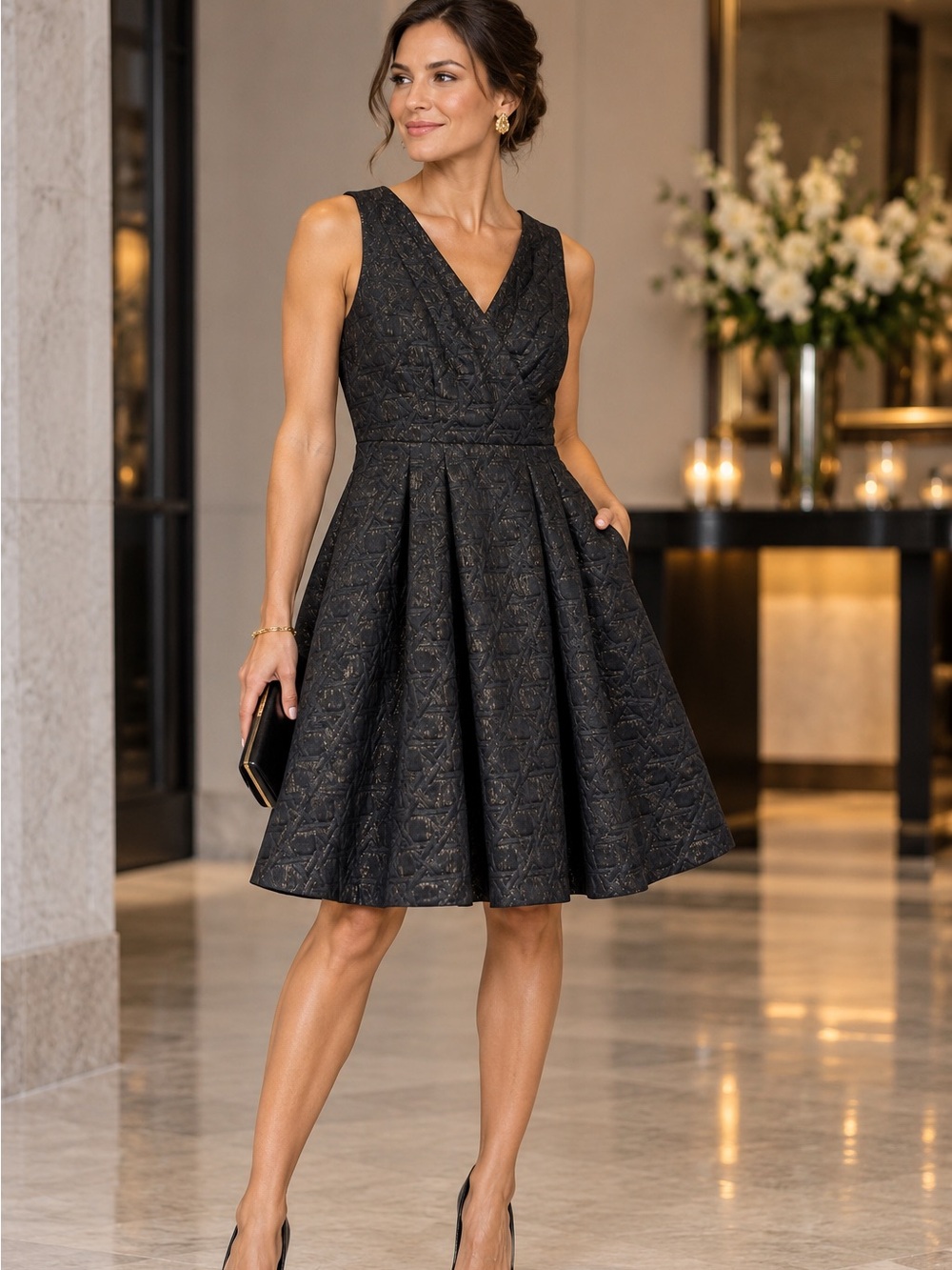 Kirna Zabête for Target Black Metallic Fit & Flare Dress Size 4